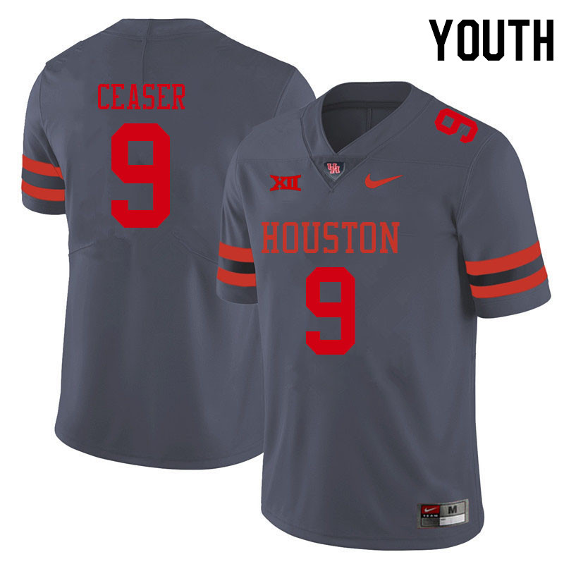 Youth #9 Nelson Ceaser Houston Cougars College Big 12 Conference Football Jerseys Sale-Gray